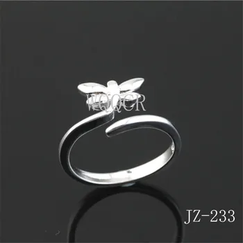 Ретро минималистичный Серебряный цвет, Открытые кольца для женщин, Индивидуальное кольцо с бабочкой из перьев, Регулируемое кольцо на палец, Подарок ювелирных изделий для девочек