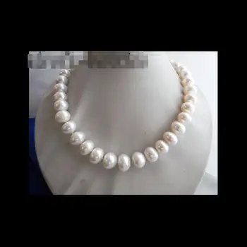 ffwang085004++ Белое плоское круглое ожерелье из пресноводного жемчуга 17