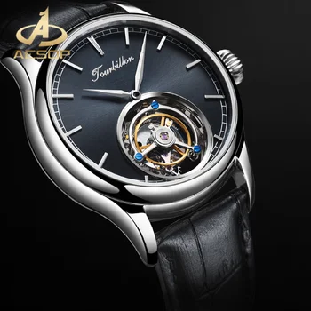 Часы из сапфирового стекла от ведущего бренда AESOP, мужские механические часы из 100% настоящего турбийона, водонепроницаемые часы, роскошные деловые мужские часы