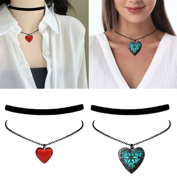 Ожерелье в стиле панк со светящимися кристаллами Love Hearts для женщин, вечерние ювелирные изделия 3XUA