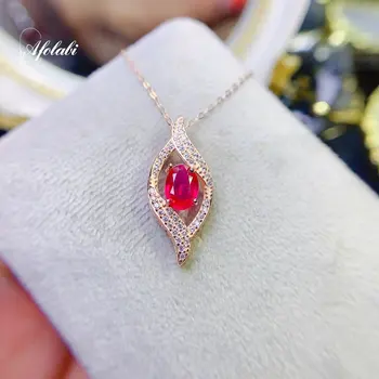 Роскошное рубиновое ожерелье из стерлингового серебра 925 пробы, кулон, ювелирные изделия для женщин, подарок на годовщину, 5 *7 мм, подлинный драгоценный камень