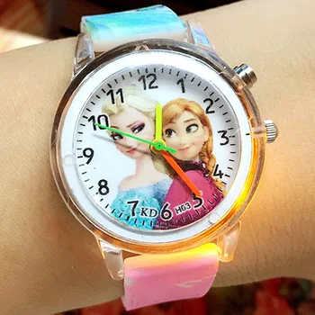Детские часы Frozen Elsa Princess с мультяшным Человеком-пауком, красочные легкие наручные часы для мальчиков и девочек, подарки для вечеринки по случаю дня рождения