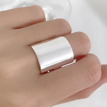 Минималистичное Гладкое кольцо из стерлингового серебра 925 пробы для женской пары, Новые модные креативные геометрические украшения ручной работы для вечеринки по случаю Дня рождения