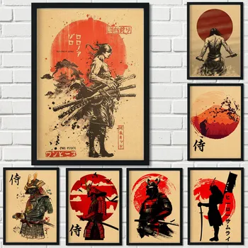 Японское старое общество ретро стиль плакат самурая мультфильм аниме наклейки на стены художественная печать украшение гостиной бара кафе o566