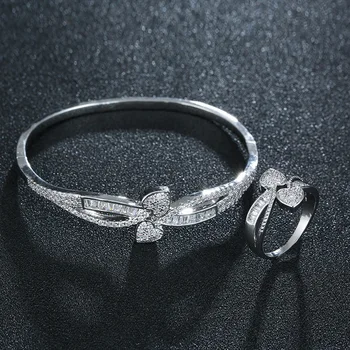 Корейская версия Ms. Hearts Simple Atmosphere, комплект из 2 предметов, модный браслет с кольцом, высококачественные вечерние украшения из циркона AAA