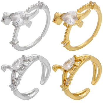 ZHUKOU НОВОЕ кольцо с динозавром и Кенгуру для женщин, открывающие кольца с кристаллами CZ, модные ювелирные изделия оптом VJ299