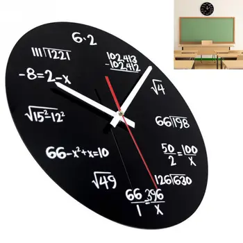 Матовый черный металл Математика Математическая доска для алгебры Настенные часы Pi Винтажные Математические часы 30x30 см
