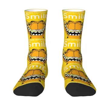 Забавные мужские носки Garfields, дышащие теплые носки с 3D принтом Cat Cartoon Crew