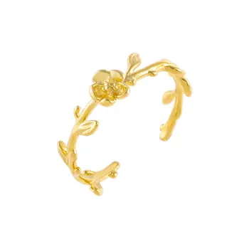 2023 Весенние Модные Женские украшения для девочек с открытой регулировкой на палец Золотого цвета с цветочными листьями Натуральное кольцо