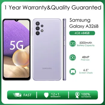 Оригинальный Разблокированный Samsung Galaxy A32 5G Восьмиядерный Смартфон с двумя SIM-картами, 4 ГБ ОЗУ, 64 ГБ ПЗУ, 48 МП, 6,5 
