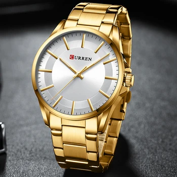 2022 CURREN Роскошные брендовые Золотые мужские часы с большим циферблатом, кварцевые водонепроницаемые мужские наручные часы, модные повседневные мужские часы Relogio Masculino