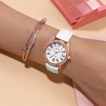 Модные женские часы с красочными цифрами на поясе, повседневные наручные часы с молодым темпераментом.