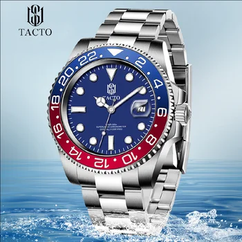 Модные мужские спортивные часы 2021 года, полностью из нержавеющей стали, красно-синие, японские кварцевые наручные часы Diver Relogio Masculino, водонепроницаемые