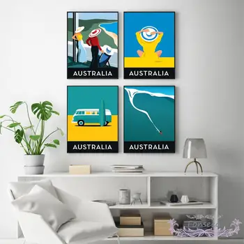 Украшение в скандинавском стиле, Австралия, путешествия, Пейзаж, Картина на холсте, скандинавские принты, Летние каникулы, настенные рисунки для серфинга