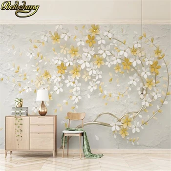 Обои с золотым деревом с цветочным тиснением на заказ для гостиной papel parede background обои с росписью обоев декор стен
