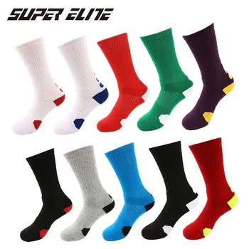 Классические спортивные носки с высоким верхом из полотенец, мужские махровые толстые нескользящие элитные баскетбольные носки для бега на открытом воздухе, велосипедные носки SKG002