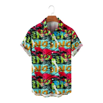 Гавайские рубашки для мужчин с крутым принтом Динозавров, Рубашки с коротким рукавом, Летние топы, Винтажные Дышащие
