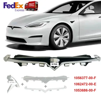 Набор из 3шт для Tesla Model S 2016-2019 Верхняя Хромированная Решетка переднего бампера с логотипом автомобиля 1056377-00-F 1062472-00-E 1053686-00-F