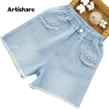 Джинсы для девочек однотонные джинсы для девочек повседневный стиль Детские джинсы Летняя одежда для девочек 6 8 10 12 14