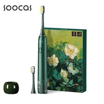 Электрическая Зубная Щетка SOOCAS Van Gogh X3U Зеленая Ультразвуковая Звуковая Зубная Щетка Модернизированного Типа-c Быстро Заряжаемая Для Взрослых IPX7 Водонепроницаемая