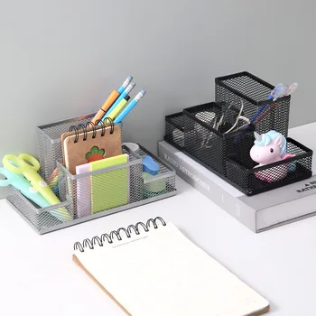 Металлический Ящик для хранения, многофункциональный держатель ручки, Канцелярские принадлежности для студентов, Органайзер для рабочего стола, Контейнер для канцелярских принадлежностей