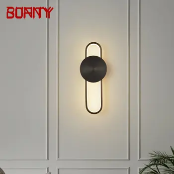 Банни Современный интерьер Латунный настенный светильник LED 3 цвета Черный Медный бра Освещение Классический декор для дома, спальни