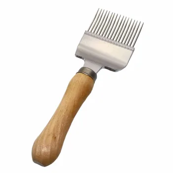 2 шт. нож для резки меда из нержавеющей стали, прямая игла, вилка для вскрытия сот, деревянная ручка, инструменты для пчеловодства