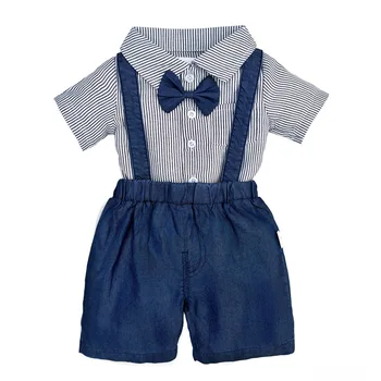 Новая одежда для мальчиков, детский костюм, спортивный костюм для новорожденных, вечерние платья, ползунки + Короткие костюмы 2 шт. для детей, платье на 1 день рождения