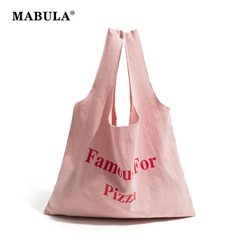 MABULA, холщовые женские сумки-тоут большой емкости, повседневная моющаяся сумка для покупок, женская сумка через плечо простого дизайна.