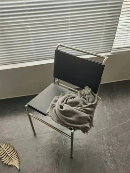 Обеденный стул из итальянской кожи с седлом, легкая роскошь, ретро-классический стул из нержавеющей стали, минималистичный