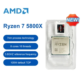 AMD Новый Ryzen 7 5800X R7 5800X 3,8 ГГц 8-ядерный 16-потоковый процессор Процессор 7 Нм L3 = 32 М Сокет AM4 Офисный настольный процессор Аксессуары