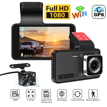 Автомобильный видеорегистратор WiFi Dash Cam 1080P Full HD Камера заднего вида Видеорегистратор ночного видения Авторегистратор GPS регистратор Автомобильные аксессуары