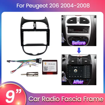 9-Дюймовая автомобильная панель для Peugeot 206 2001 - 2016 Центральная декоративная поверхность Центральная приборная панель 2 Din Приборная панель DVD Рамка Панель Шнур