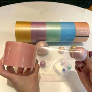 6 Рулонов клейких лент Цветные ленты DIY Липкие ленты Декомпрессионные липкие ленты с шариками Рулонные игрушки для непосед Жемчужные липкие ленты с шариками