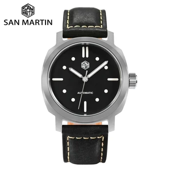 San Martin 40 мм Деловые мужские спортивные часы Sapphire YN55, Винтажные Простые автоматические механические наручные часы 10Bar BGW9, светящиеся