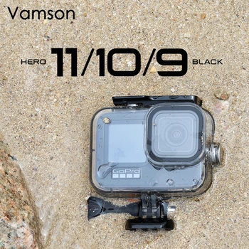 Vamson для GoPro Hero 12 11 10 9 Черный подводный водонепроницаемый чехол Защитный чехол для дайвинга Крепление корпуса для Go Pro 9 Аксессуары