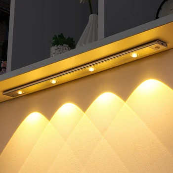 USB LED Night Light Датчик Движения Беспроводная Лампа Для Кухонного Шкафа Шкаф Для Спальни Внутренняя Перезаряжаемая Подсветка Лестницы