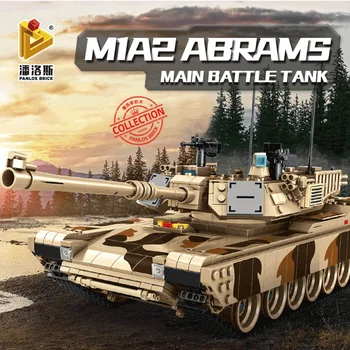 Камуфляжная раскраска в пустыне, модель основного боевого танка США M1A2, мелкие частицы, совместимые со сборными строительными блоками Lego, детская игрушка