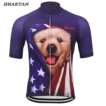 Велосипедная майка с собакой под американским флагом, мужская велосипедная одежда с коротким рукавом, забавная велосипедная одежда, Джерси, велосипедная одежда braetan
