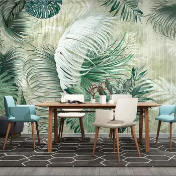beibehang, скандинавские тропические растения, банановый лист, современный минималистичный ТВ-фон, стена, большая фреска на заказ, зеленые обои