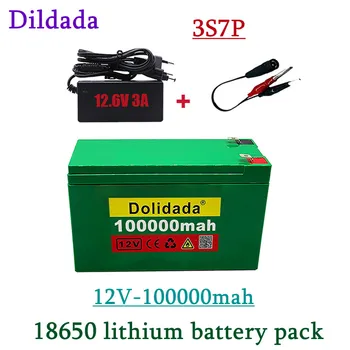 Новый литий-ионный аккумулятор 12v 100ah 3S7P 18650 литиевая батарея + 12,6 V 3A зарядное устройство для сельскохозяйственного опрыскивателя для хранения звука на открытом воздухе lightin