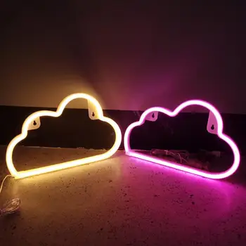 Украшение дома в форме облака, Светодиодная красочная радужная неоновая вывеска, лампа для комнаты