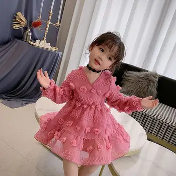 Платье для девочек, весеннее платье принцессы для годовалой девочки, юбка для трехлетней девочки, детская одежда