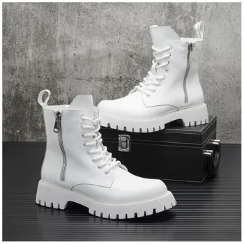 Зимние Теплые белые модные мужские ботинки Повседневная обувь в стиле хип-хоп, панк, высокие ботильоны Zapatillas Hombre