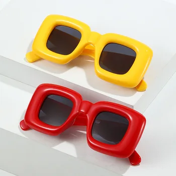 Модные Ретро Квадратные Женские солнцезащитные очки карамельного цвета Оттенков UV400, Модный бренд, Дизайнерские Мужские Красные, Желтые, Уникальные Солнцезащитные очки