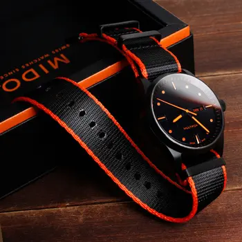 Для Mido Helmsman Commander серии M005 Citizen City Sao Оранжевый нейлоновый ремешок для часов с эко-приводом 22 мм