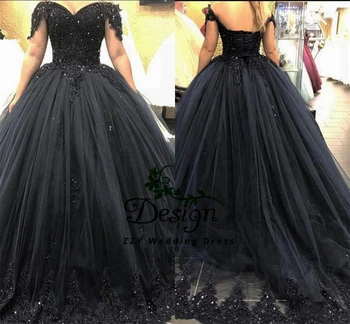 Черное Пышное платье 2021 С Открытыми Плечами, Кристаллы, Бусы, Пышное Вечернее Платье Принцессы С Открытыми Плечами, Милое 16 Платье Vestidos De 15 Años