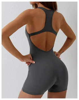 Женский спортивный костюм, летняя короткая одежда для фитнеса, нейлоновый цельный спортивный комплект для йоги, спортивная одежда XL