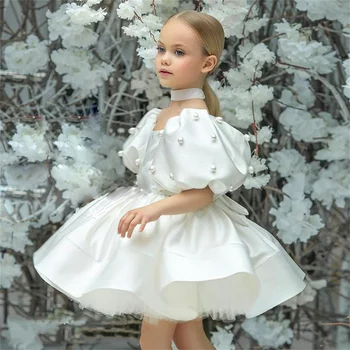 Платья для Первого Причастия Элегантное Ламинированное Газовое платье принцессы-цветочницы без рукавов, подарок для детей на бал для свадебной вечеринки