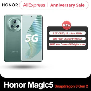Оригинальный смартфон Honor Magic5 5G Snapdragon 8 Gen 2 66 Вт 5100 мАч MagicOS 7,1 Android 13 6,73 